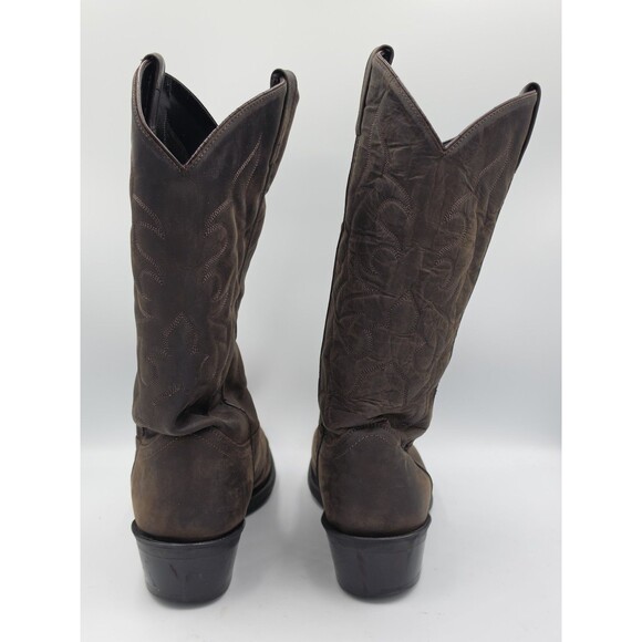Old West Nubuck Mens Brown Leather Cowboy Western Boots 10.5 EE TBM3051 main image 5